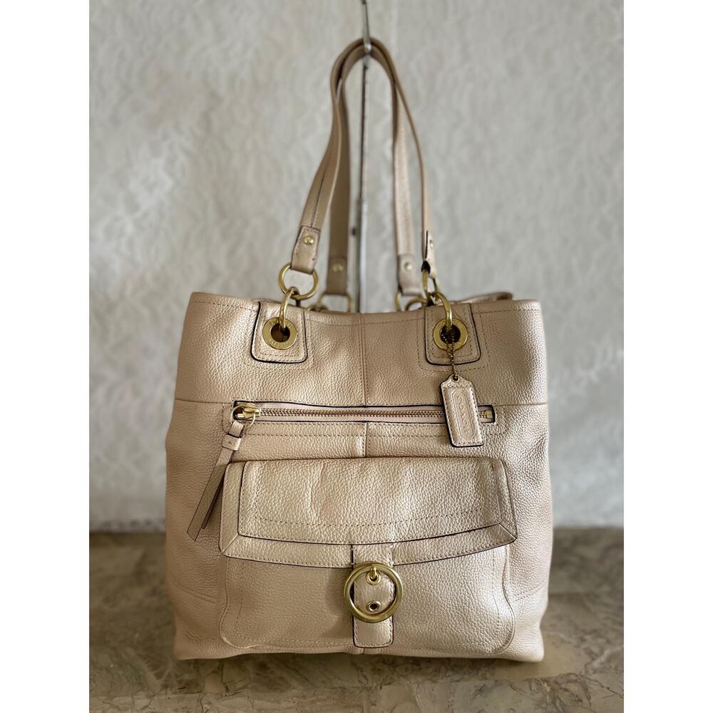 Coach penelope F18890 pearlized Large Leather Satchel tote BAG PURSE